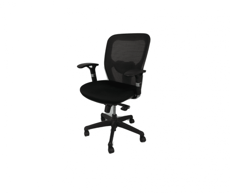 Fauteuil de bureau pivotant en résille avec accoudoir