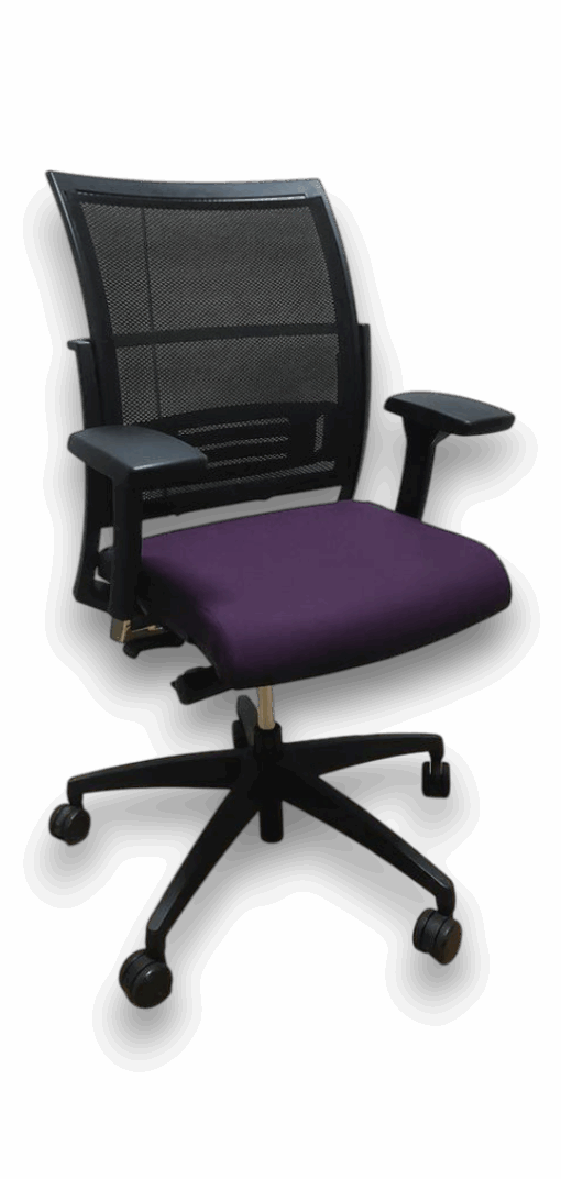 Fauteuil de bureau SITAG – Assise violette / Dossier résille noir