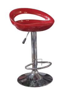 Tabouret Rouge avec base chromée et siège rond aubergine (ABS)