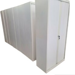 Armoire haute métallique à rideaux blanche