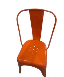 Chaise industrielle en métal orange