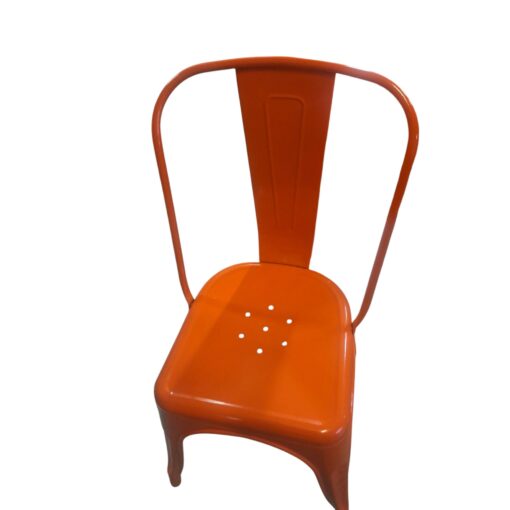 Chaise industrielle en métal orange