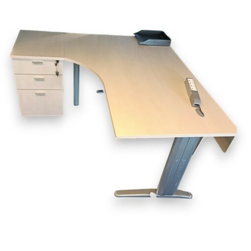 Bureau compact retour avec caisson 3 tiroirs