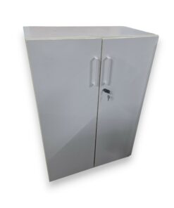 Armoire mi-haut blanc portes battantes