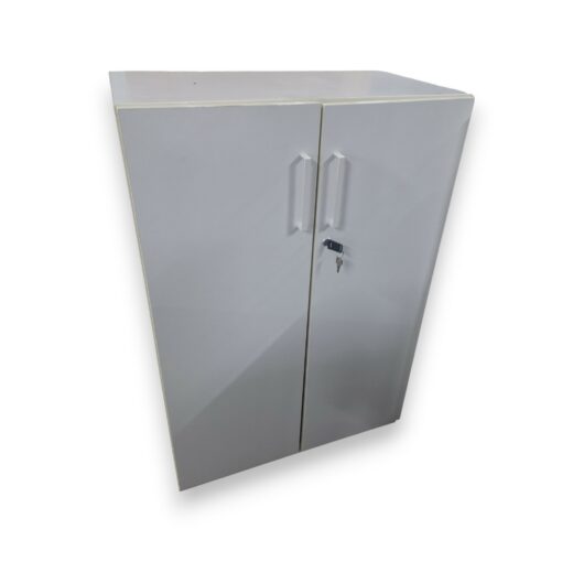 Armoire mi-haut blanc portes battantes