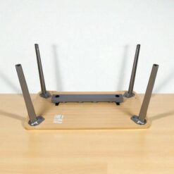 Table Steelcase – Plateau érable clair / Pieds métal argent