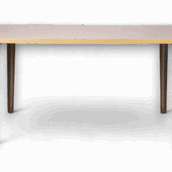 Table Steelcase – Plateau érable clair / Pieds métal argent
